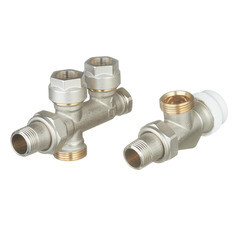 Изображение товара Узел регулирующий угловой Valtec 1/2 НР(ш) х 3/4 EK для радиатора для двухтрубных систем (VT.225K.N.E04100)