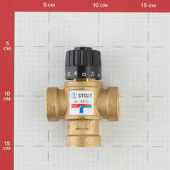 Клапан термостатический Stout подмешивающий 3/4 ВР(г) для отопления и ГВС 20-43 °С KVs 1,6 (SVM-0110-164320) - фото 2