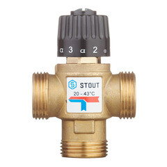 Клапан термостатический Stout подмешивающий 1 НР(ш) для отопления и ГВС 20-43 °С KVs 2,5 (SVM-0120-254325) - фото 6