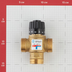 Клапан термостатический Stout подмешивающий 1 НР(ш) для отопления и ГВС 20-43 °С KVs 2,5 (SVM-0120-254325) - фото 3