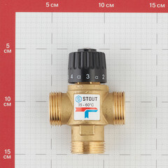 Клапан термостатический Stout подмешивающий 1 НР(ш) для отопления и ГВС 35-60 °С KVs 1,6 (SVM-0120-166025) - фото 2