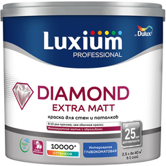 Краска моющаяся Dulux/Luxium Diamond Extra Matt база BW белая 2,5 л