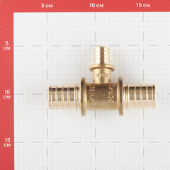 Тройник Stout 32 х 20 х 32 мм латунный (SFA-0014-322032) - фото 2