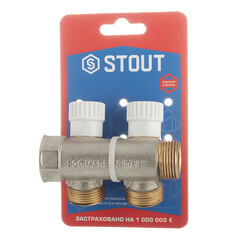 Коллектор Stout 3/4 ВР(г) х 2 выхода 3/4(ЕК) х 3/4 НР(ш) регулирующий (SMB 6851 343402) - фото 2