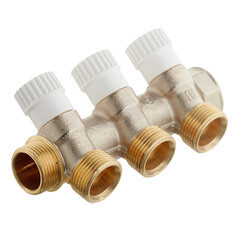 Коллектор Stout 3/4 ВР(г) х 3 выхода 3/4(ЕК) х 3/4 НР(ш) регулирующий (SMB 6851 343403) - фото 1