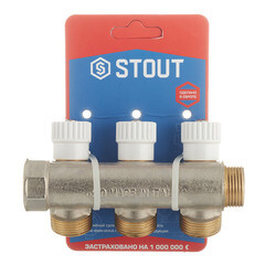 Коллектор Stout 3/4 ВР(г) х 3 выхода 3/4(ЕК) х 3/4 НР(ш) регулирующий (SMB 6851 343403) - фото 3