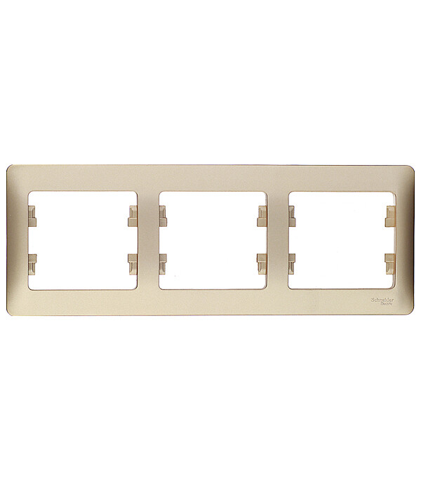 Изображение товара Рамка Systeme Electric Glossa трехместная Титан для розеток и выключателей