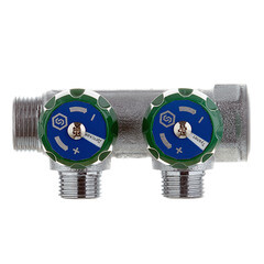 Коллектор Stout 3/4 ВР(г) х 2 выхода 1/2 НР(ш) х 3/4 НР(ш) регулирующий (SMB-6850-341202) - фото 5