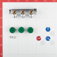 Коллектор Stout 3/4 ВР(г) х 3 выхода 1/2 НР(ш) х 3/4 НР(ш) регулирующий (SMB-6850-341203) - фото 3
