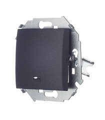 Выключатель Simon 15 одноклавишный встраиваемый графит с подсветкой (1591104-038) - фото 3