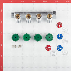 Коллектор Stout 3/4 ВР(г) х 4 выхода 1/2 НР(ш) х 3/4 НР(ш) регулирующий (SMB-6850-341204) - фото 3