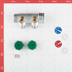 Коллектор Stout 1 ВР(г) х 2 выхода 1/2 НР(ш) х 1 НР(ш) регулирующий (SMB-6850-011202) - фото 3