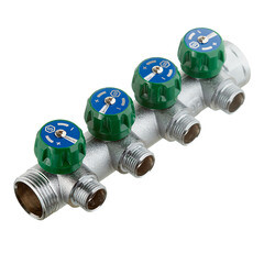 Изображение товара Коллектор Stout 1 ВР(г) х 4 выхода 1/2 НР(ш) х 1 НР(ш) регулирующий (SMB-6850-011204)