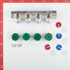 Коллектор Stout 1 ВР(г) х 4 выхода 1/2 НР(ш) х 1 НР(ш) регулирующий (SMB-6850-011204) - фото 4