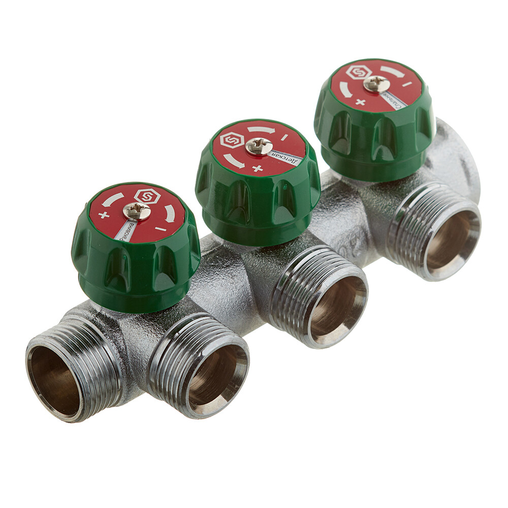 Изображение товара Коллектор Stout 3/4 ВР х 3 выхода регулирующий SMB-6850-343403