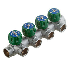 Коллектор Stout 3/4 ВР(г) х 4 выхода 3/4(ЕК) х 3/4 НР(ш) регулирующий (SMB-6850-343404) - фото 1