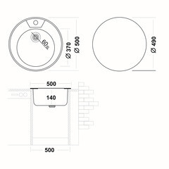 Мойка для кухни Ukinox Nord d50х14 см врезная сталь (Nr D500 (0,4)) - фото 3