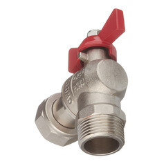 Кран шаровой латунный Valtec Base 1 ВР(г) х 1 НР(ш) бабочка с накидной гайкой угловой (VT.267.N.0606) - фото 5