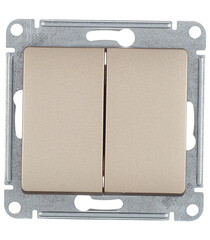 Изображение товара Выключатель Systeme Electric Glossa двухклавишный встраиваемый титан (GSL000451)