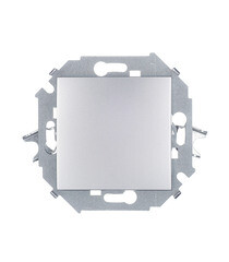 Переключатель Simon 15 одноклавишный встраиваемый алюминий (1591201-033) - фото 1