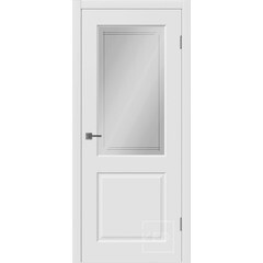 Дверь межкомнатная Мона 700х2000 мм эмаль белая со стеклом с замком и петлями