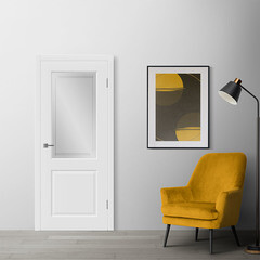 Дверь межкомнатная Мона 800х2000 мм эмаль белая со стеклом с замком и петлями - фото 2