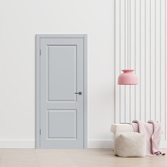 Дверь межкомнатная Мона 700х2000 мм эмаль светло-серая глухая с замком и петлями - фото 2