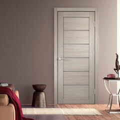 Дверь межкомнатная Vision 800х2000 мм ПВХ капучино со стеклом с замком и петлями - фото 4