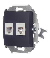 Розетка компьютерная Simon 15 встраиваемая графит 2хRJ45 (1591593-038) - фото 2