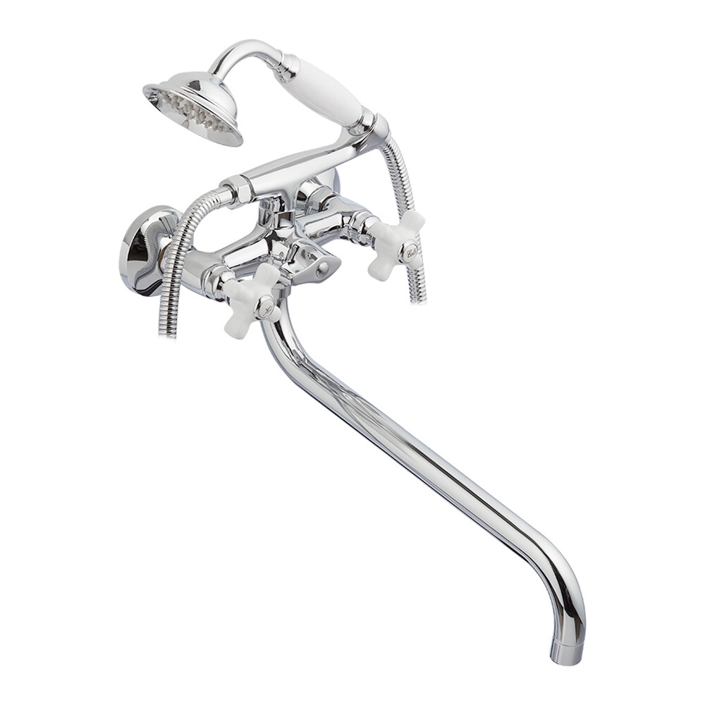 Изображение товара Смеситель Lavelly Simple 672192 Двухвентильный хром с длинным изливом и лейкой