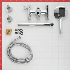 Смеситель для ванны Lavelly System хром двухвентильный с длинным изливом с лейкой (672194) - фото 5