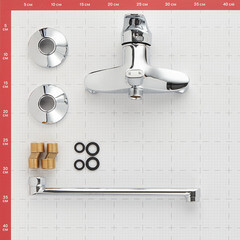 Смеситель для ванны Lavelly Fluent хром однорычажный с длинным изливом без лейки (672202) - фото 6