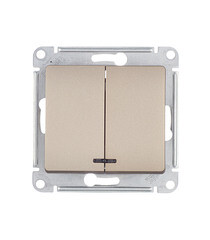 Выключатель Systeme Electric Glossa двухклавишный встраиваемый титан с подсветкой (GSL000453) - фото 1