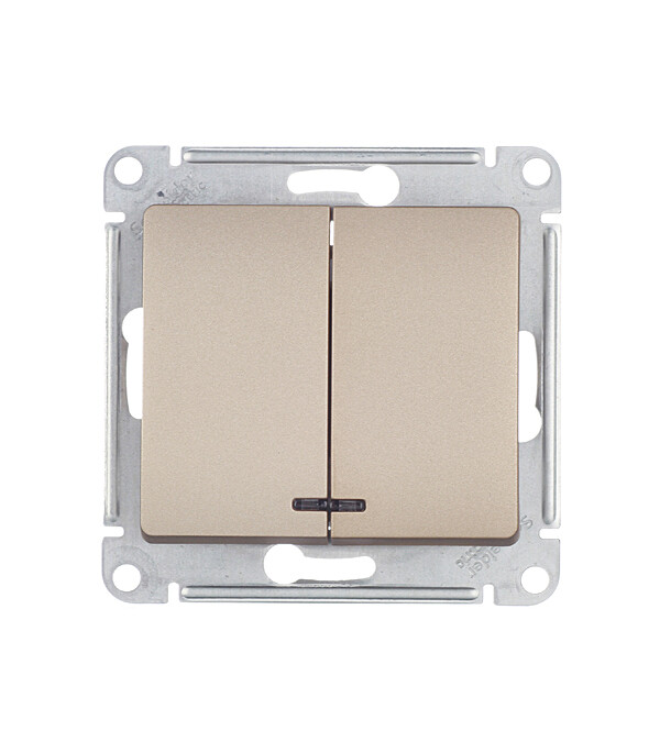 Изображение товара Выключатель двухклавишный Systeme Electric Glossa с подсветкой