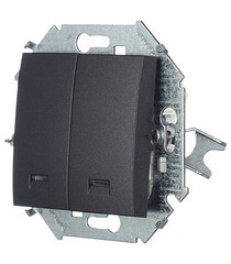 Выключатель Simon 15 двухклавишный встраиваемый графит с подсветкой (1591392-038) - фото 2