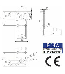Уголок крепежный оцинкованный 50х50х35х2.5 мм GAH ALBERTS - фото 3