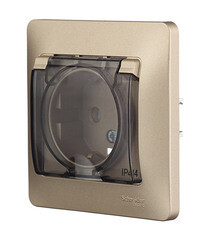 Розетка Systeme Electric Glossa встраиваемая титан со шторками с крышкой (GSL000448) - фото 4