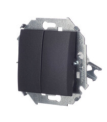 Переключатель Simon 15 двухклавишный встраиваемый графит (1591397-038) - фото 4