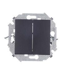 Переключатель Simon 15 двухклавишный встраиваемый графит (1591397-038) - фото 1