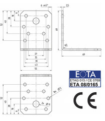 Уголок крепежный оцинкованный 70х70х55х2.5 мм GAH ALBERTS - фото 3
