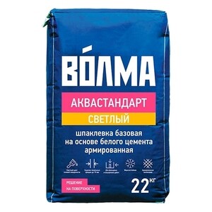 Шпаклевка цементная Волма Аквастандарт светлый светло-бежевая 22 кг ...