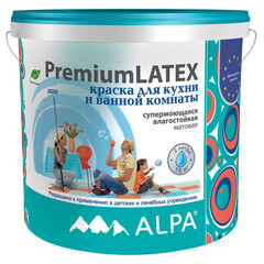 Краска акриловая Alpa ПремиумЛатекс для кухонь и ванных комнат белая 2 л