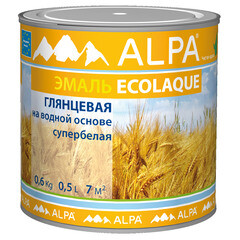 Эмаль на водной основе Alpa Ecolaque белая глянцевая 0,5 л