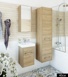 Тумба под раковину Ларго 40 с раковиной Нео 40 подвесная вяз швейцарский