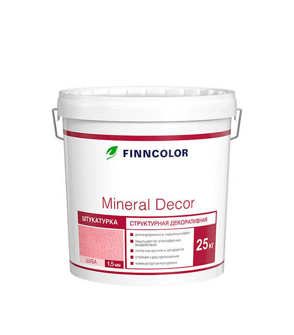Изображение товара Декоративная структурная штукатурка Finncolor Mineral Decor Шуба белая 1,5 мм 25 кг