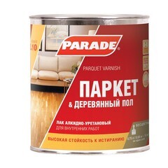 Лак алкидно-уретановый Parade Professional паркет и деревянный пол бесцветный 0,75 л полуматовый