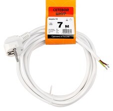Шнур сетевой LuxV3 c заземлением 7 м 10 А 250 В 2,2 кВт ПВС 3x0,75 IP20 с вилкой белый