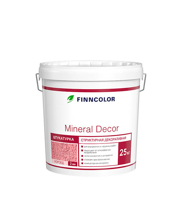 Изображение товара Декоративная структурная штукатурка Finncolor Mineral Decor короед 2 мм для внутренних и наружных р