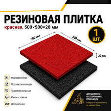 Плитка полнотелая резиновая Sporto 500х500х20 мм красная