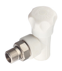 Клапан полипропиленовый Valtec 20 мм х 1/2 НР(ш) для радиатора с американкой угловой (VTp.718.V.02004) - фото 1